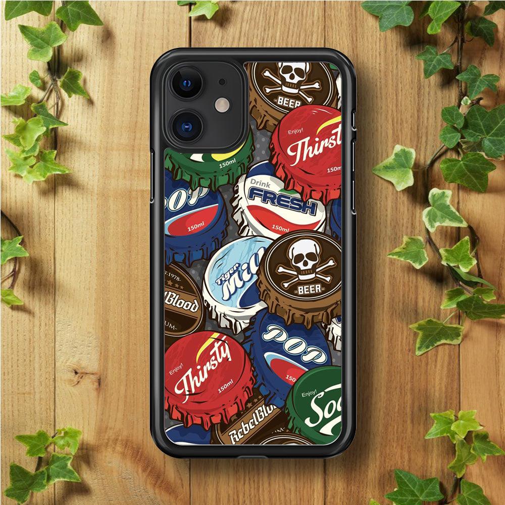 Bottle Cap Doodle iPhone 11 Case-Rubber / Black (2D Case)-Xtracase