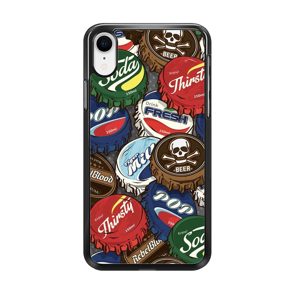 Bottle Cap Doodle iPhone XR Case-Rubber / Black (2D Case)-Xtracase