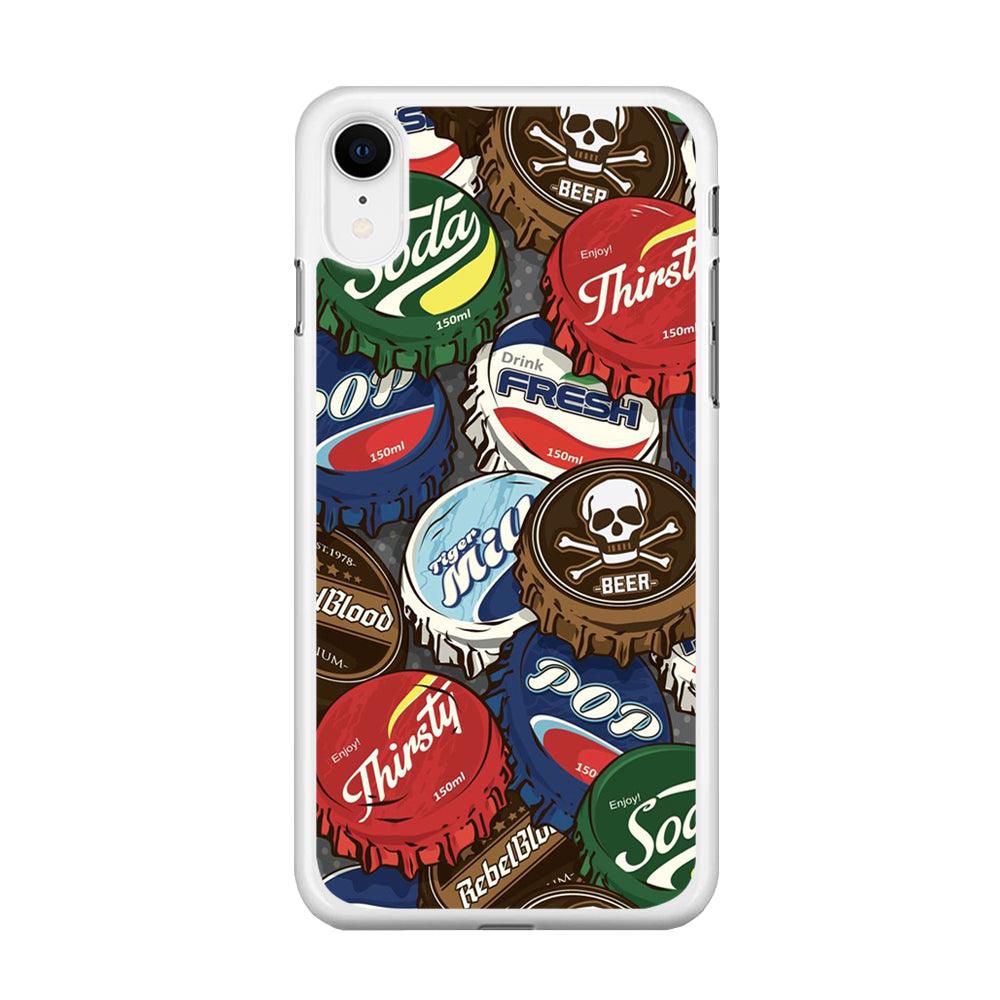 Bottle Cap Doodle iPhone XR Case-Rubber / White (2D Case)-Xtracase