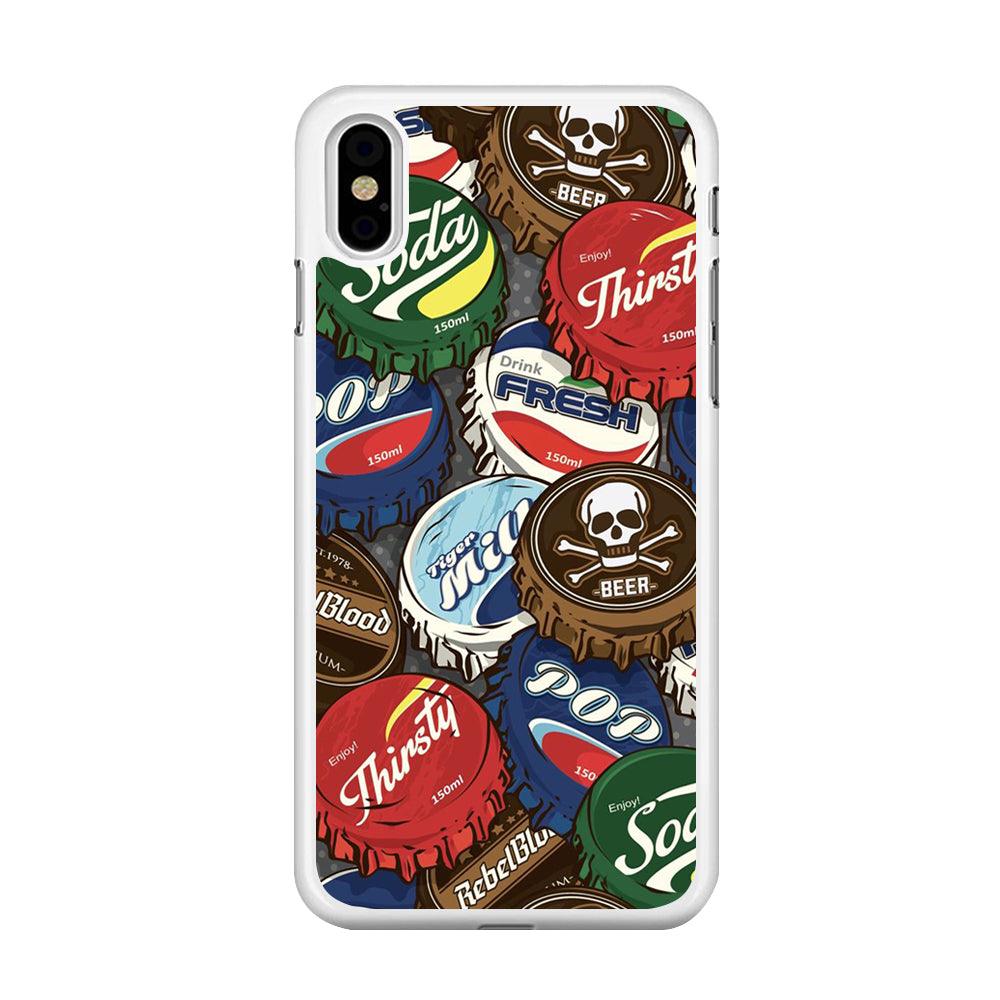 Bottle Cap Doodle iPhone X Case-Rubber / White (2D Case)-Xtracase