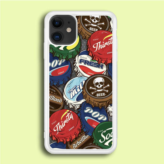 Bottle Cap Doodle iPhone 12 Case-Rubber / White (2D Case)-Xtracase