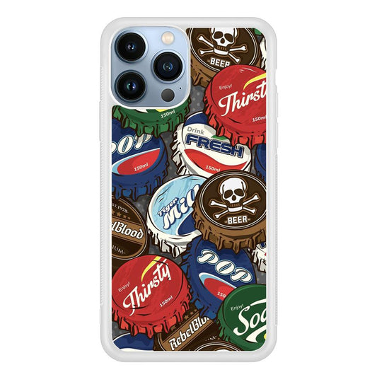 Bottle Cap Doodle iPhone 13 Pro Max Case-Rubber / White (2D Case)-Xtracase
