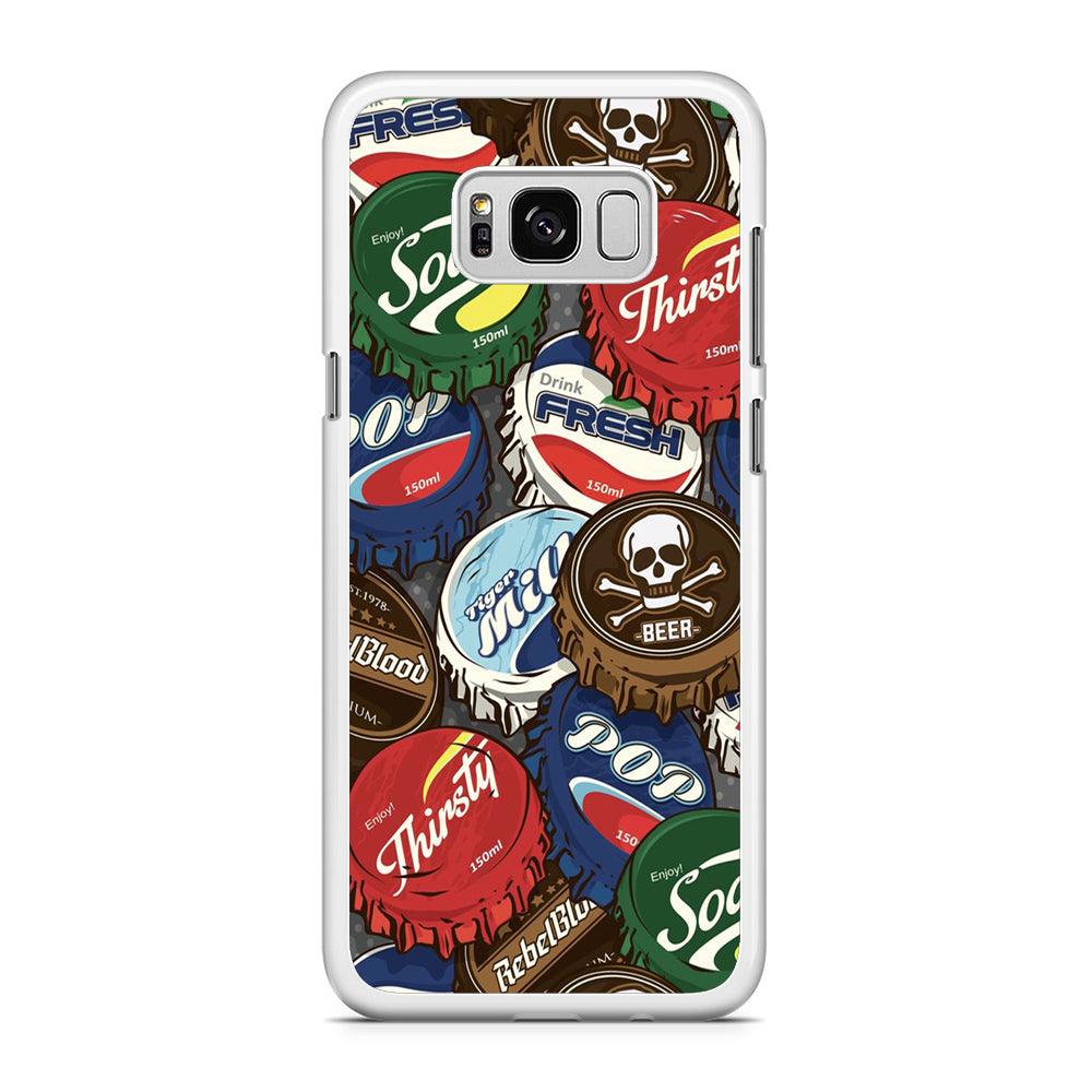 Bottle Cap Doodle Samsung Galaxy S8 Case-Rubber / White (2D Case)-Xtracase