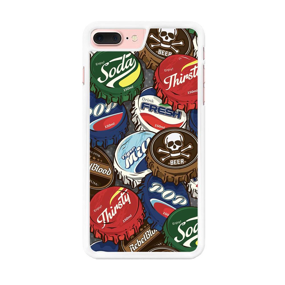 Bottle Cap Doodle iPhone 8 Plus Case-Rubber / White (2D Case)-Xtracase