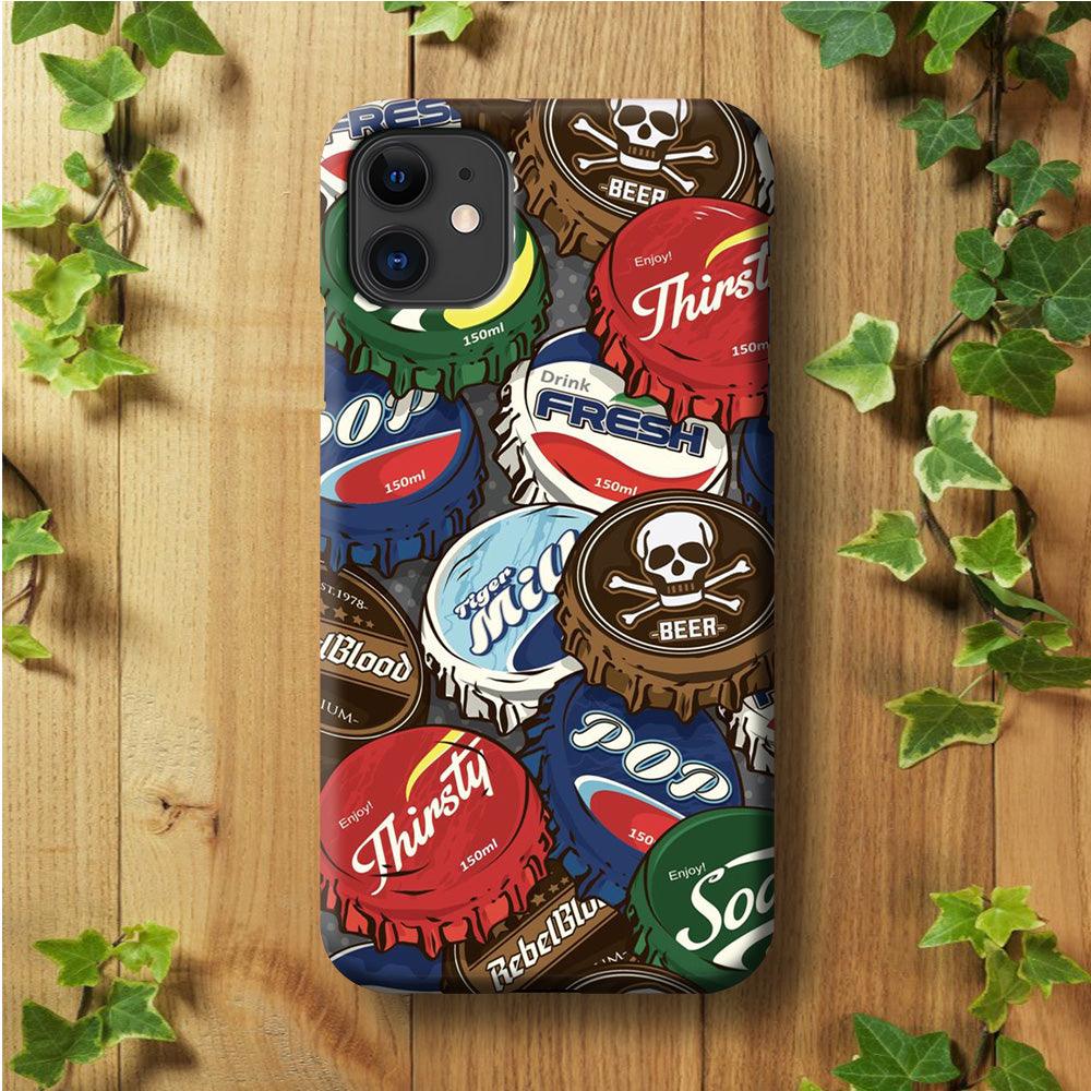 Bottle Cap Doodle iPhone 11 Case-Plastic / Full Wrap (3D Case)-Xtracase