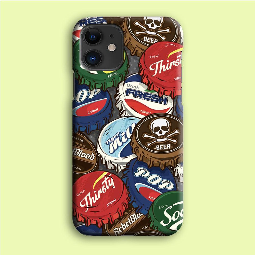 Bottle Cap Doodle iPhone 12 Case-Plastic / Full Wrap (3D Case)-Xtracase