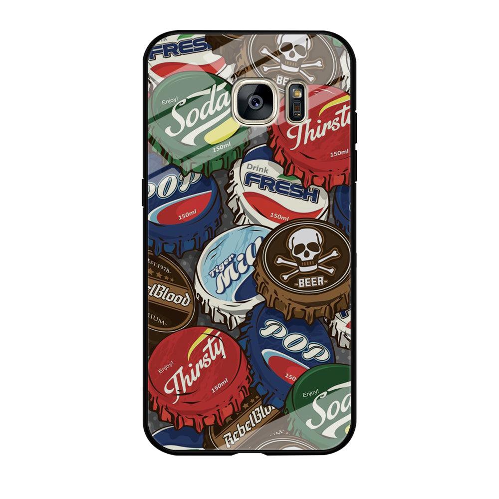 Bottle Cap Doodle Samsung Galaxy S7 Edge Case-Tempered Glass Case-Xtracase