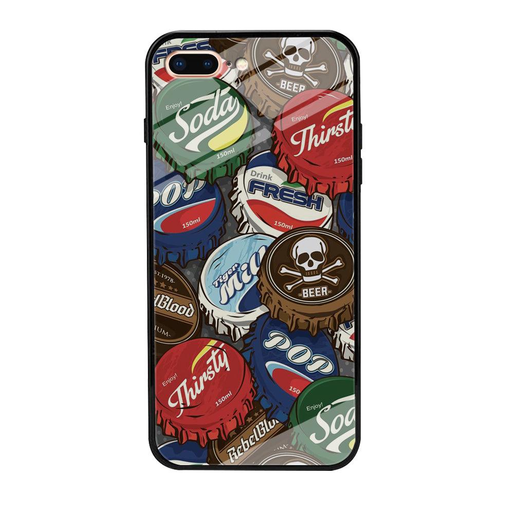 Bottle Cap Doodle iPhone 7 Plus Case-Tempered Glass Case-Xtracase