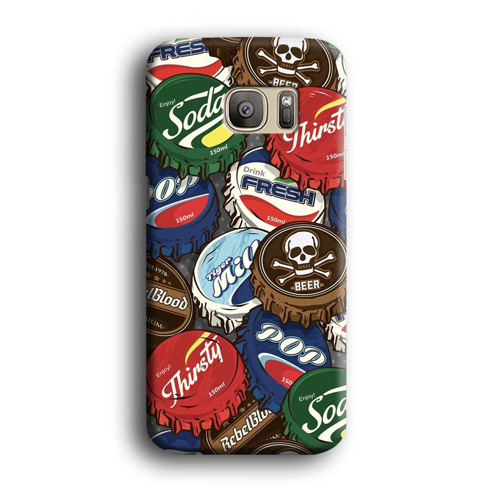 Bottle Cap Doodle Samsung Galaxy S7 Edge Case-Plastic / Full Wrap (3D Case)-Xtracase
