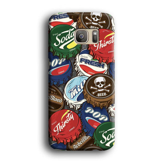 Bottle Cap Doodle Samsung Galaxy S7 Edge Case-Plastic / Full Wrap (3D Case)-Xtracase