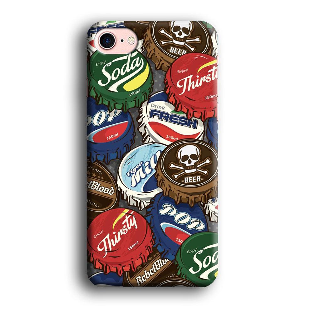 Bottle Cap Doodle iPhone 8 Case-Plastic / Full Wrap (3D Case)-Xtracase