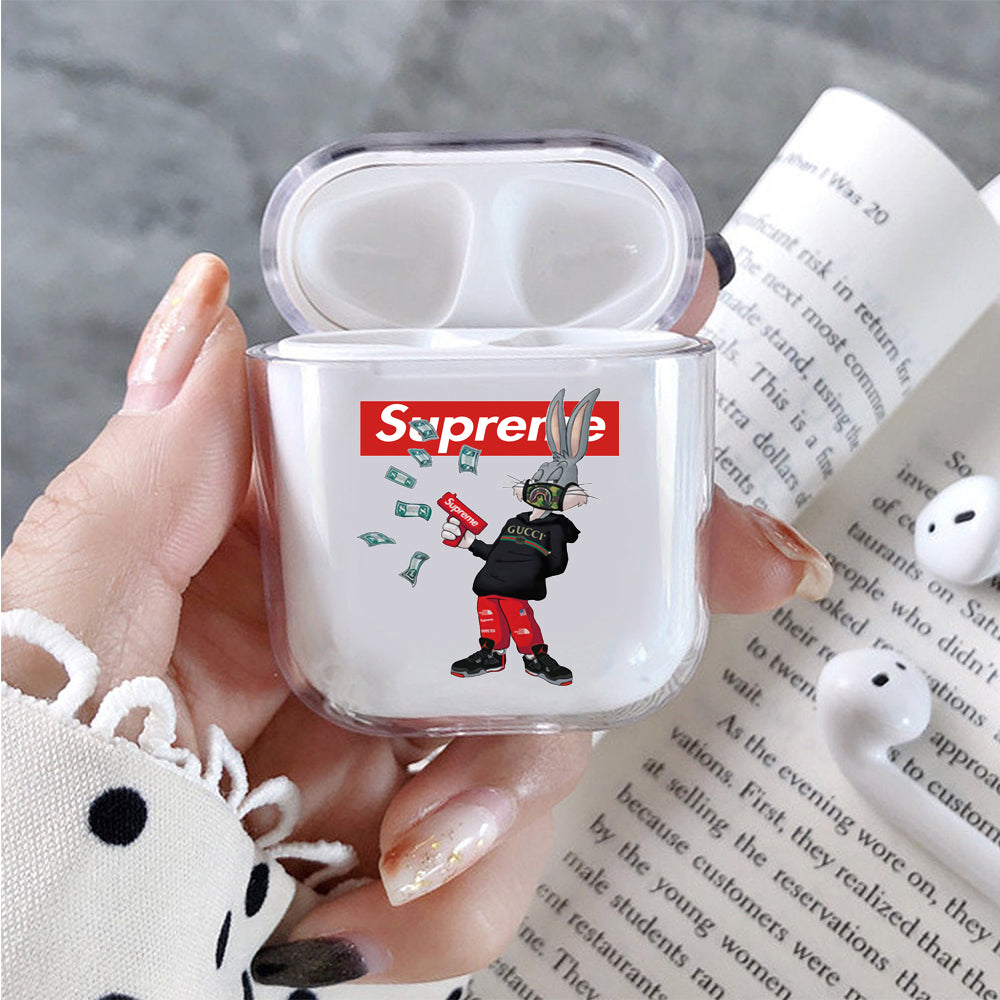 Bugs Bunny Hypebeast  Hard Plastic Protective Clear Case Cover For Apple Airpods