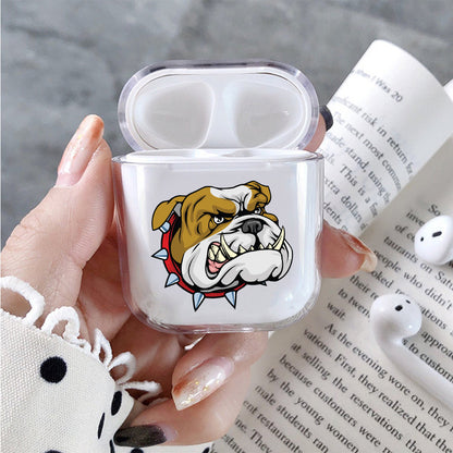 Bulldog Head  Hard Plastic Protective Clear Case Cover For Apple Airpods
