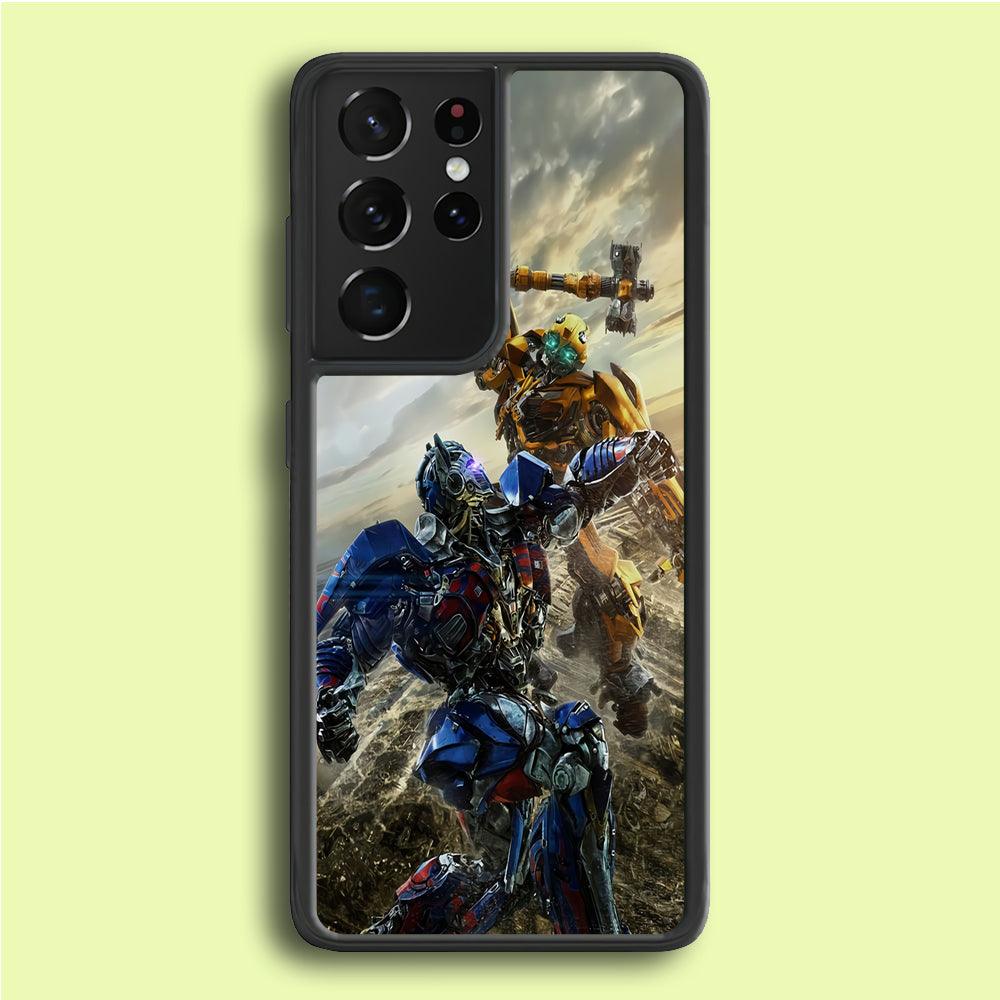 Bumblebee Fighting Samsung Galaxy S21 Ultra Case-Rubber / Black (2D Case)-Xtracase