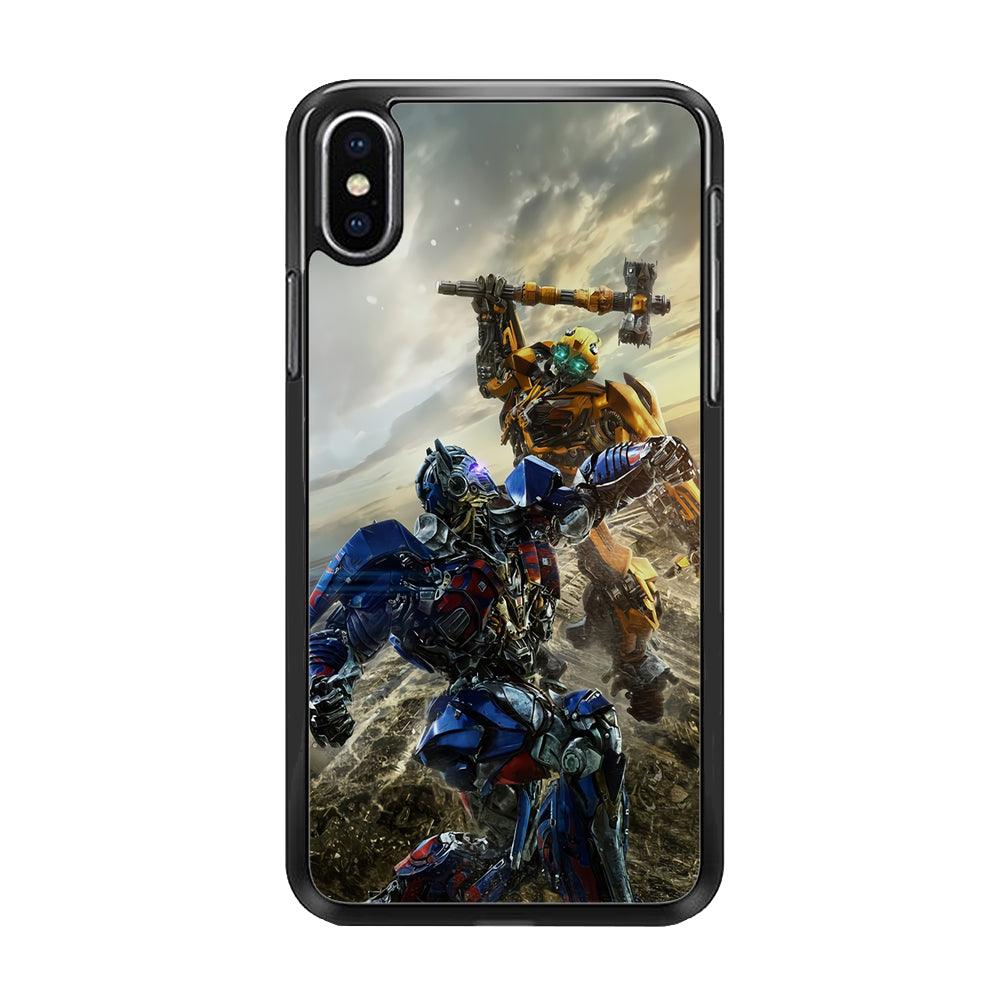 Bumblebee Fighting iPhone X Case-Rubber / Black (2D Case)-Xtracase