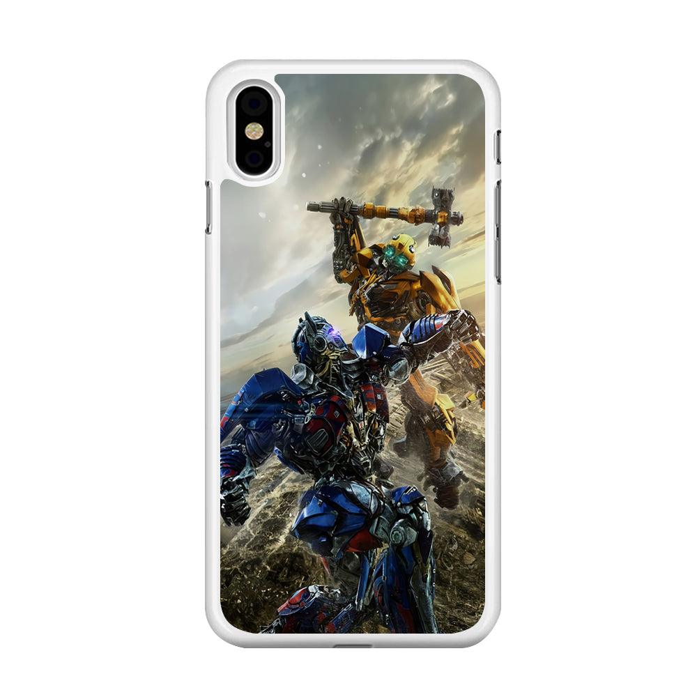 Bumblebee Fighting iPhone X Case-Rubber / White (2D Case)-Xtracase