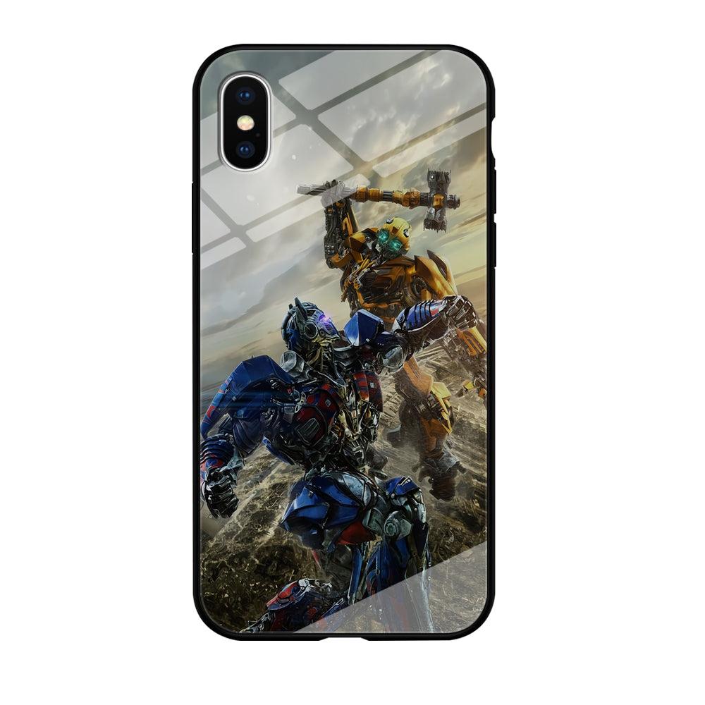 Bumblebee Fighting iPhone X Case-Tempered Glass Case-Xtracase