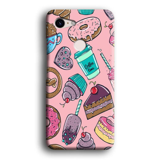 Cake and Snack Doodle Google Pixel 3 3D Case-Xtracase