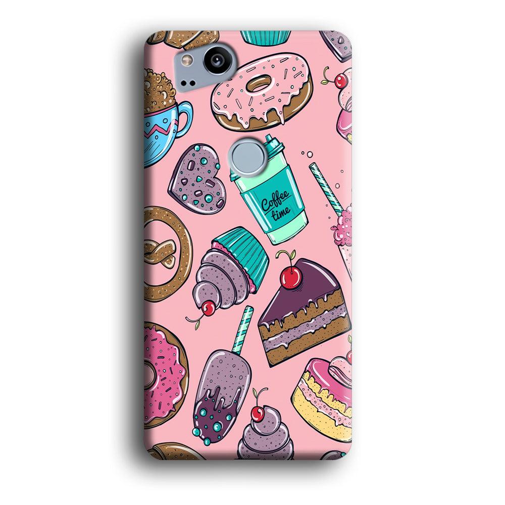 Cake and Snack Doodle Google Pixel 2 3D Case-Xtracase
