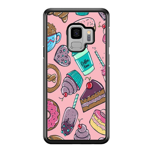 Cake and Snack Doodle Samsung Galaxy S9 Case-Plastic / Full Wrap (3D Case)-Xtracase