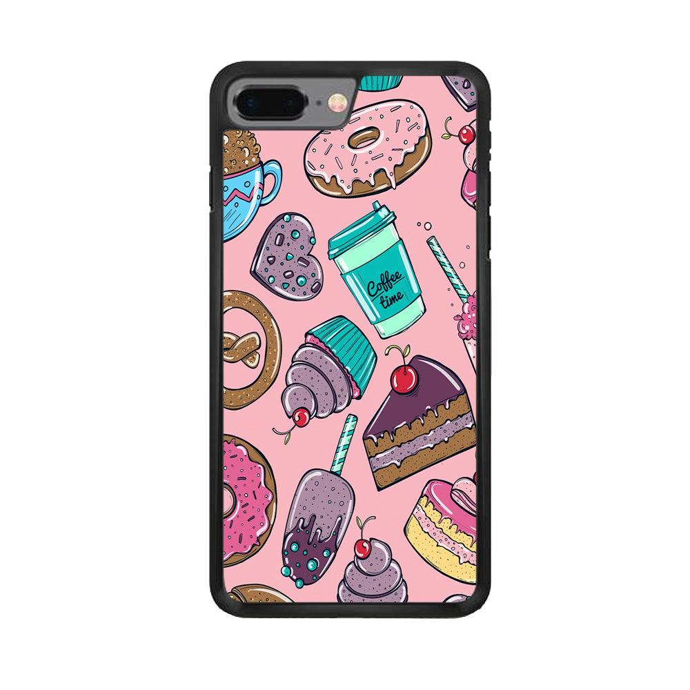 Cake and Snack Doodle iPhone 7 Plus Case-Rubber / Black (2D Case)-Xtracase