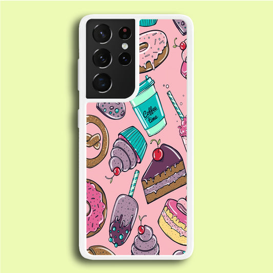 Cake and Snack Doodle Samsung Galaxy S21 Ultra Case
