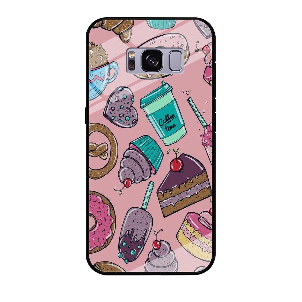 Cake and Snack Doodle Samsung Galaxy S8 Case-Tempered Glass Case-Xtracase