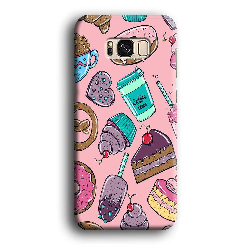 Cake and Snack Doodle Samsung Galaxy S8 Case-Plastic / Full Wrap (3D Case)-Xtracase