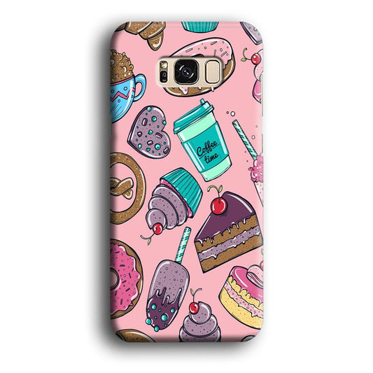 Cake and Snack Doodle Samsung Galaxy S8 Case-Plastic / Full Wrap (3D Case)-Xtracase