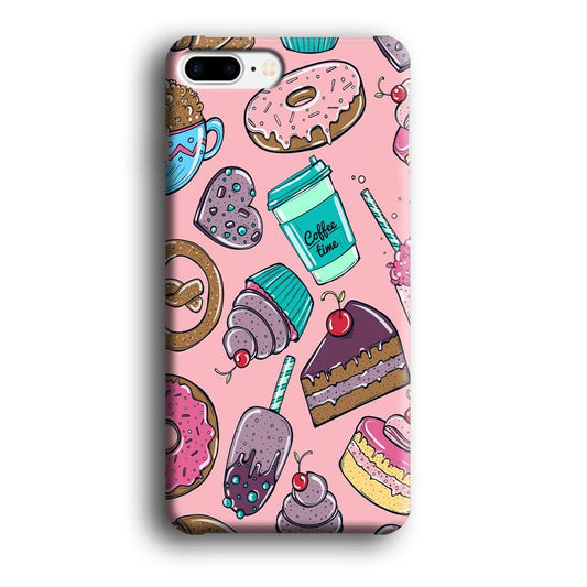 Cake and Snack Doodle iPhone 7 Plus Case-Plastic / Full Wrap (3D Case)-Xtracase