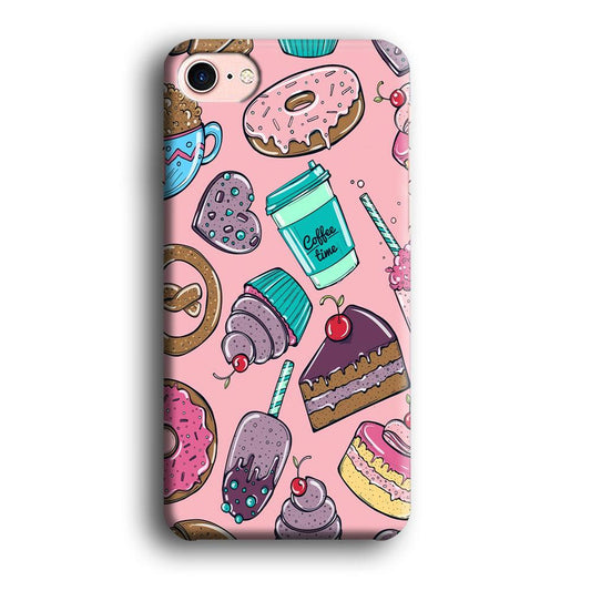 Cake and Snack Doodle iPhone 8 Case-Plastic / Full Wrap (3D Case)-Xtracase