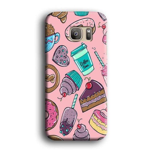 Cake and Snack Doodle Samsung Galaxy S7 Edge Case-Plastic / Full Wrap (3D Case)-Xtracase
