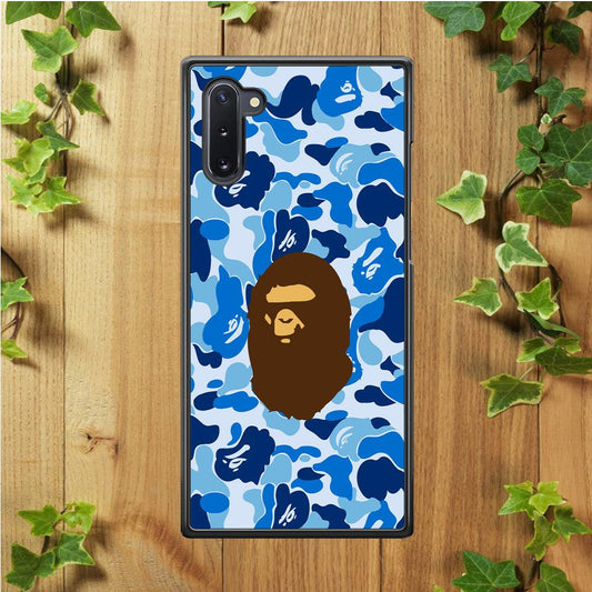 Camo Blue Head Monkey Samsung Galaxy Note 10 Case-Rubber / Black (2D Case)-Xtracase