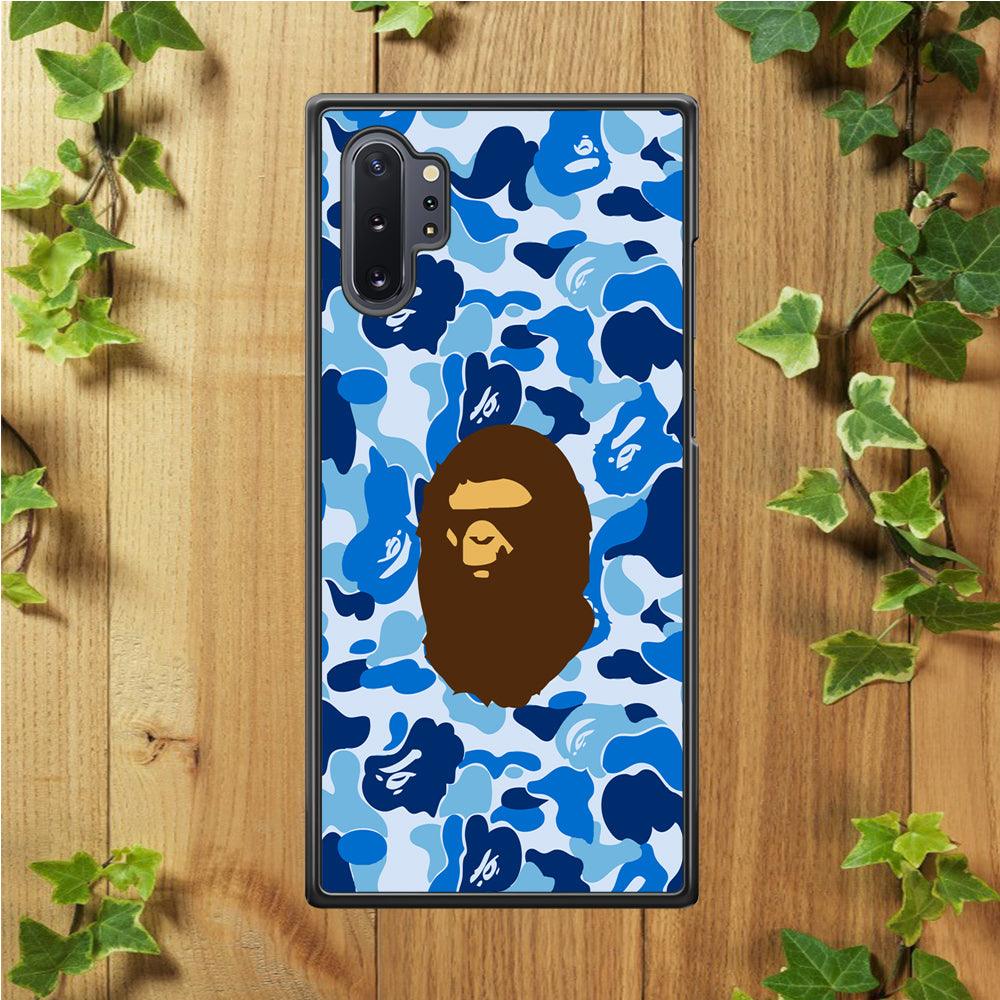 Camo Blue Head Monkey Samsung Galaxy Note 10 Plus Case-Rubber / Black (2D Case)-Xtracase
