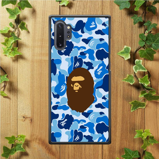 Camo Blue Head Monkey Samsung Galaxy Note 10 Plus Case-Rubber / Black (2D Case)-Xtracase