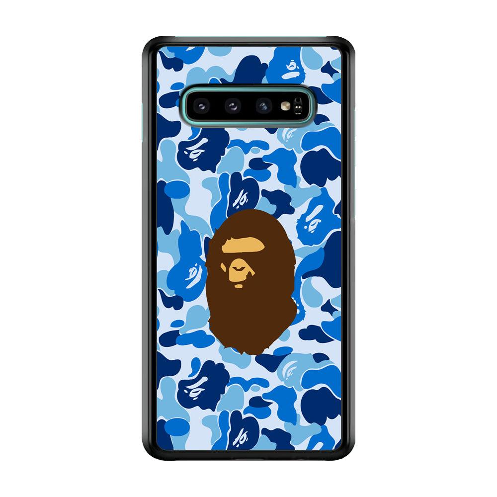 Camo Blue Head Monkey Samsung Galaxy S10 Plus Case-Plastic / Full Wrap (3D Case)-Xtracase