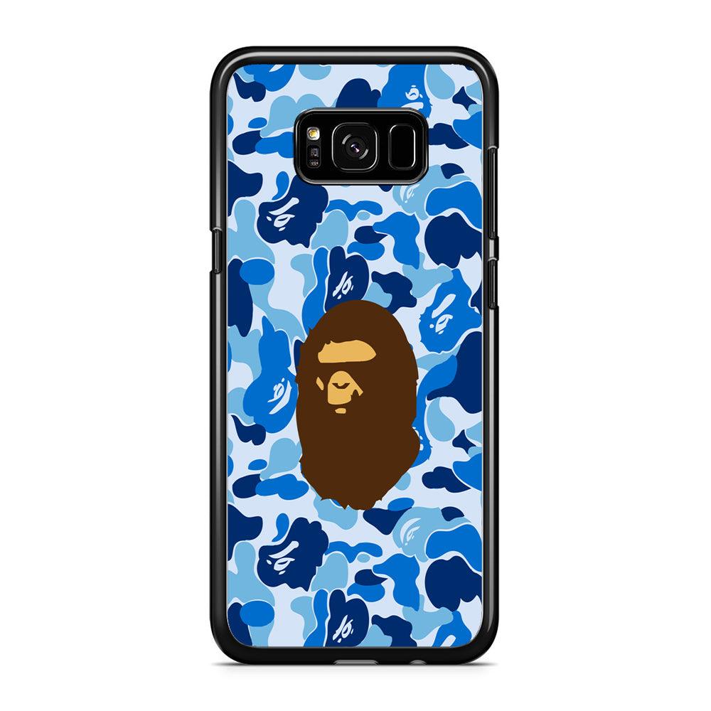 Camo Blue Head Monkey Samsung Galaxy S8 Case-Rubber / Black (2D Case)-Xtracase