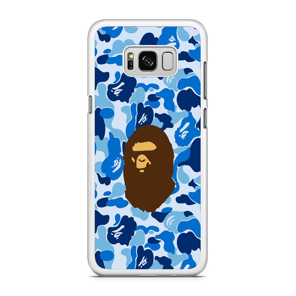 Camo Blue Head Monkey Samsung Galaxy S8 Case-Rubber / White (2D Case)-Xtracase