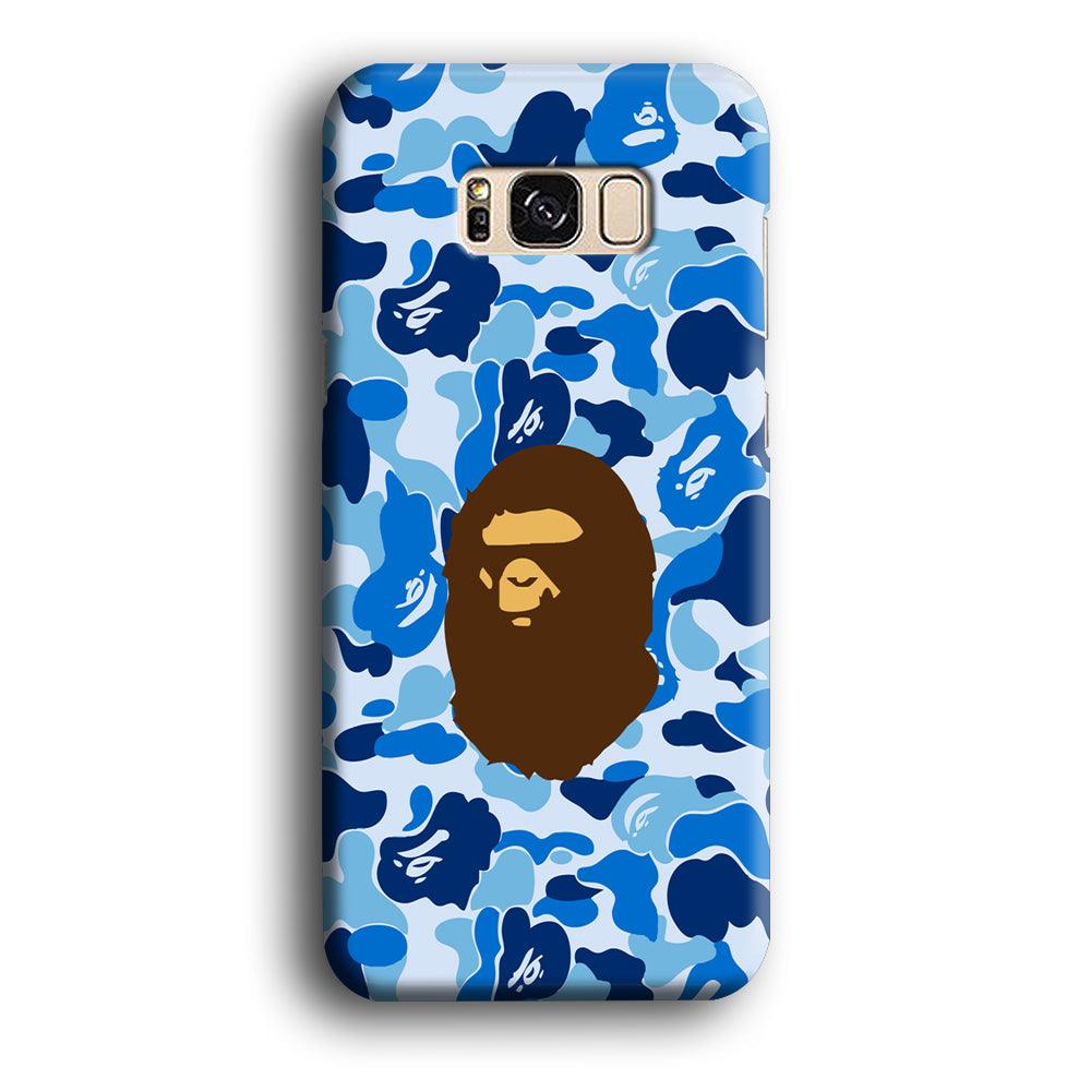 Camo Blue Head Monkey Samsung Galaxy S8 Case-Plastic / Full Wrap (3D Case)-Xtracase
