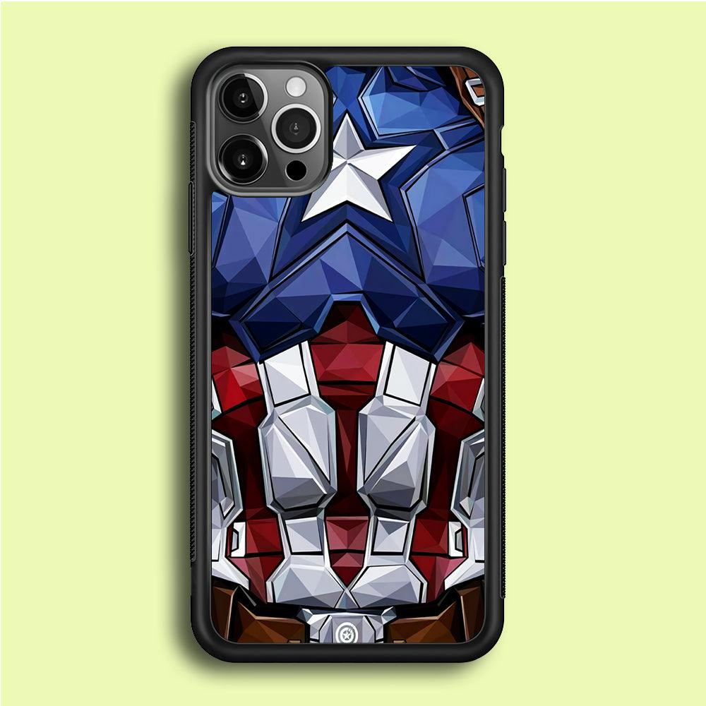 Captain America Suit Armor iPhone 12 Pro Case-Rubber / Black (2D Case)-Xtracase
