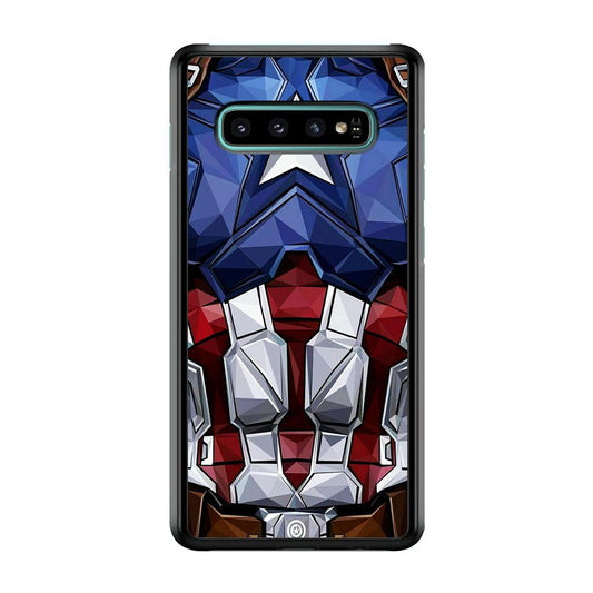 Captain America Suit Armor Samsung Galaxy S10 Plus Case-Rubber / Black (2D Case)-Xtracase