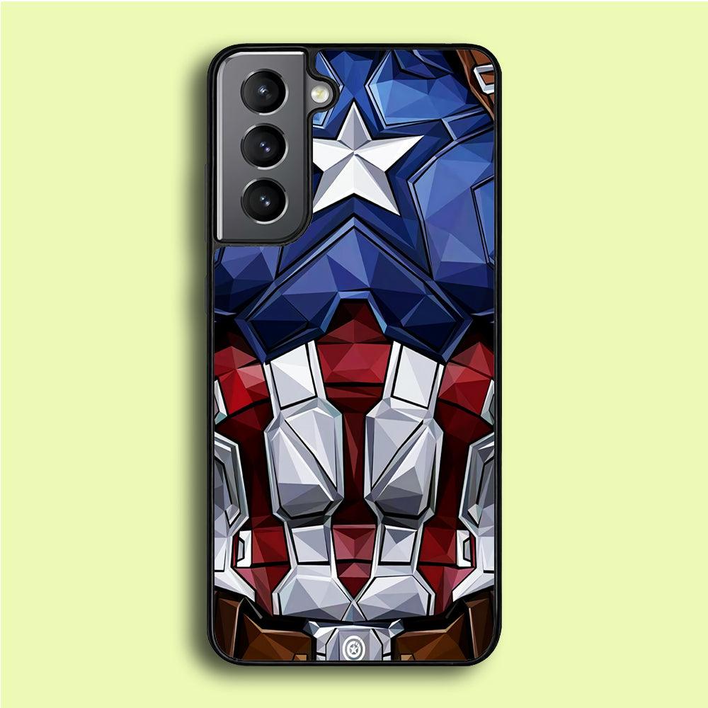 Captain America Suit Armor Samsung Galaxy S21 Plus Case-Rubber / Black (2D Case)-Xtracase