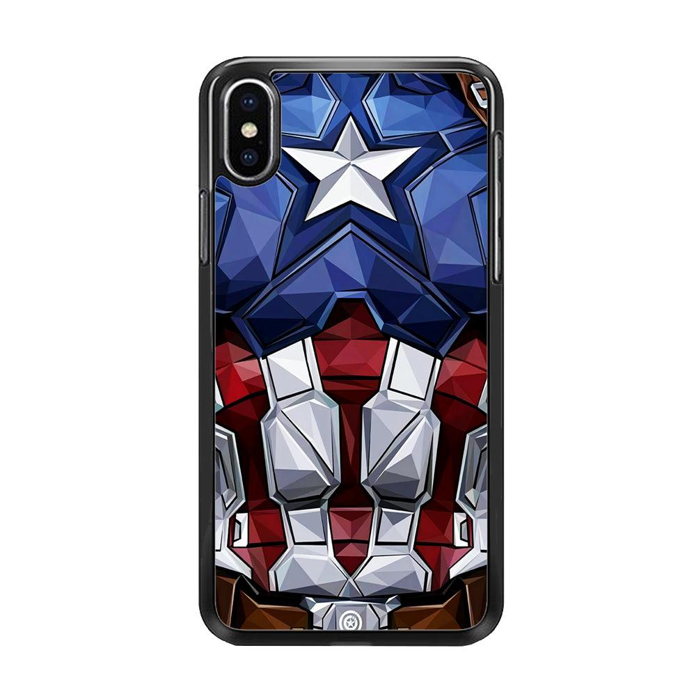 Captain America Suit Armor iPhone X Case-Rubber / Black (2D Case)-Xtracase