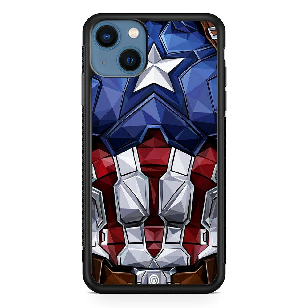 Captain America Suit Armor iPhone 13 Mini Case-Rubber / Black (2D Case)-Xtracase