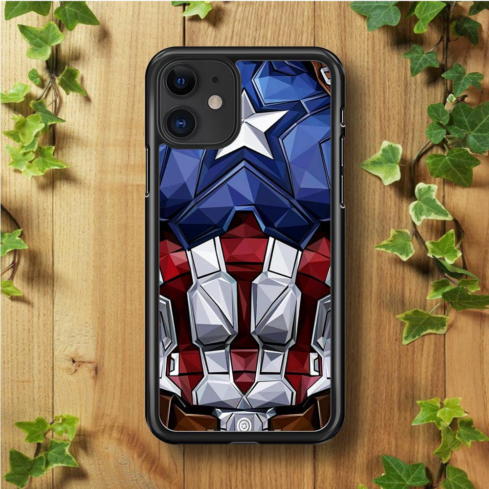 Captain America Suit Armor iPhone 11 Case-Rubber / Black (2D Case)-Xtracase