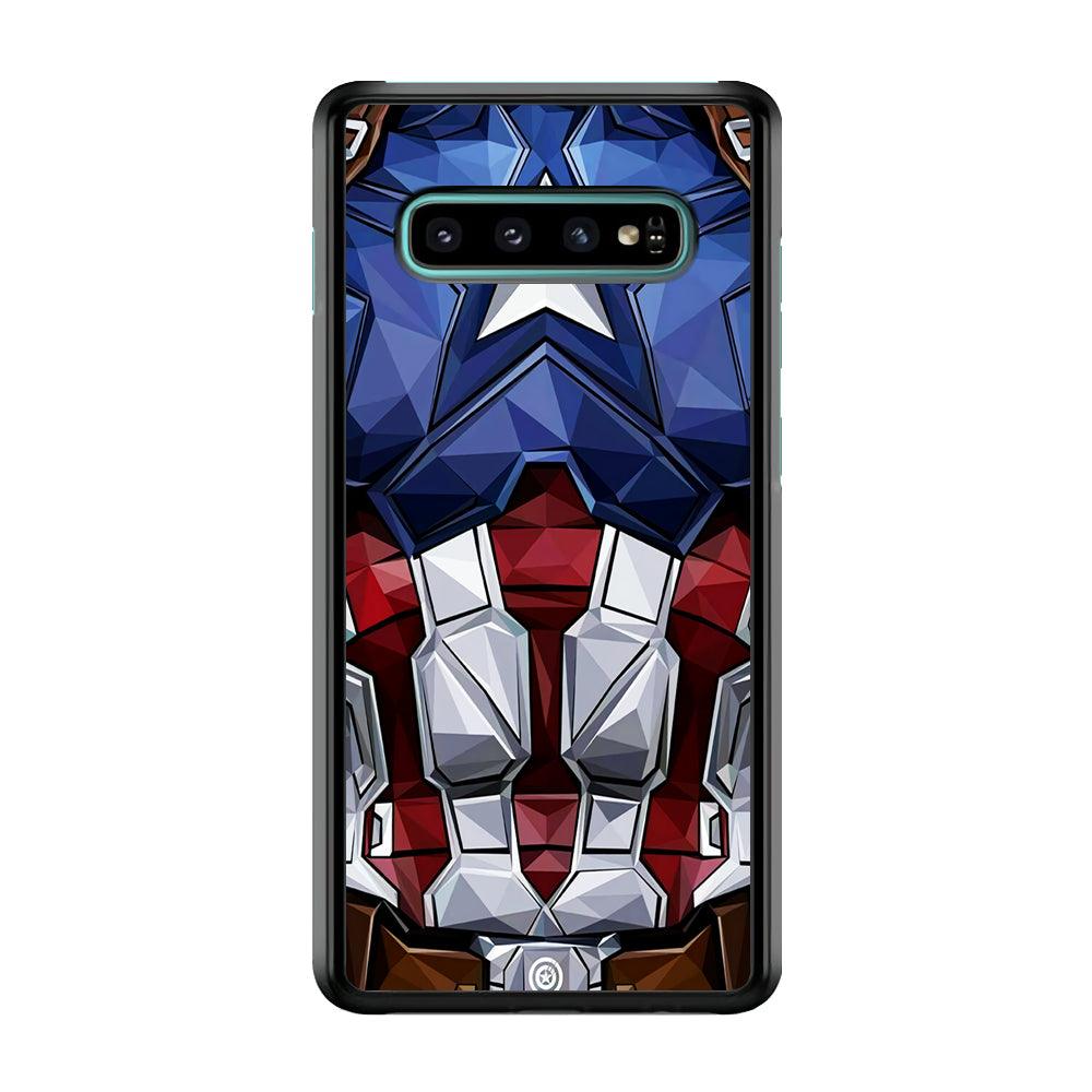 Captain America Suit Armor Samsung Galaxy S10 Case-Rubber / White (2D Case)-Xtracase