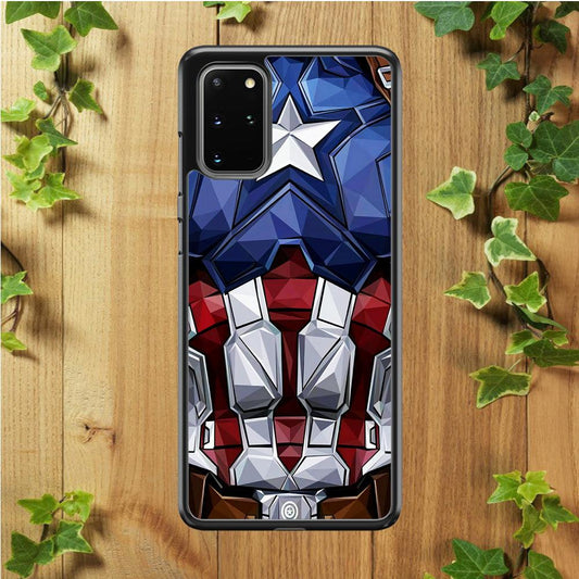 Captain America Suit Armor Samsung Galaxy S20 Plus Case-Rubber / Black (2D Case)-Xtracase