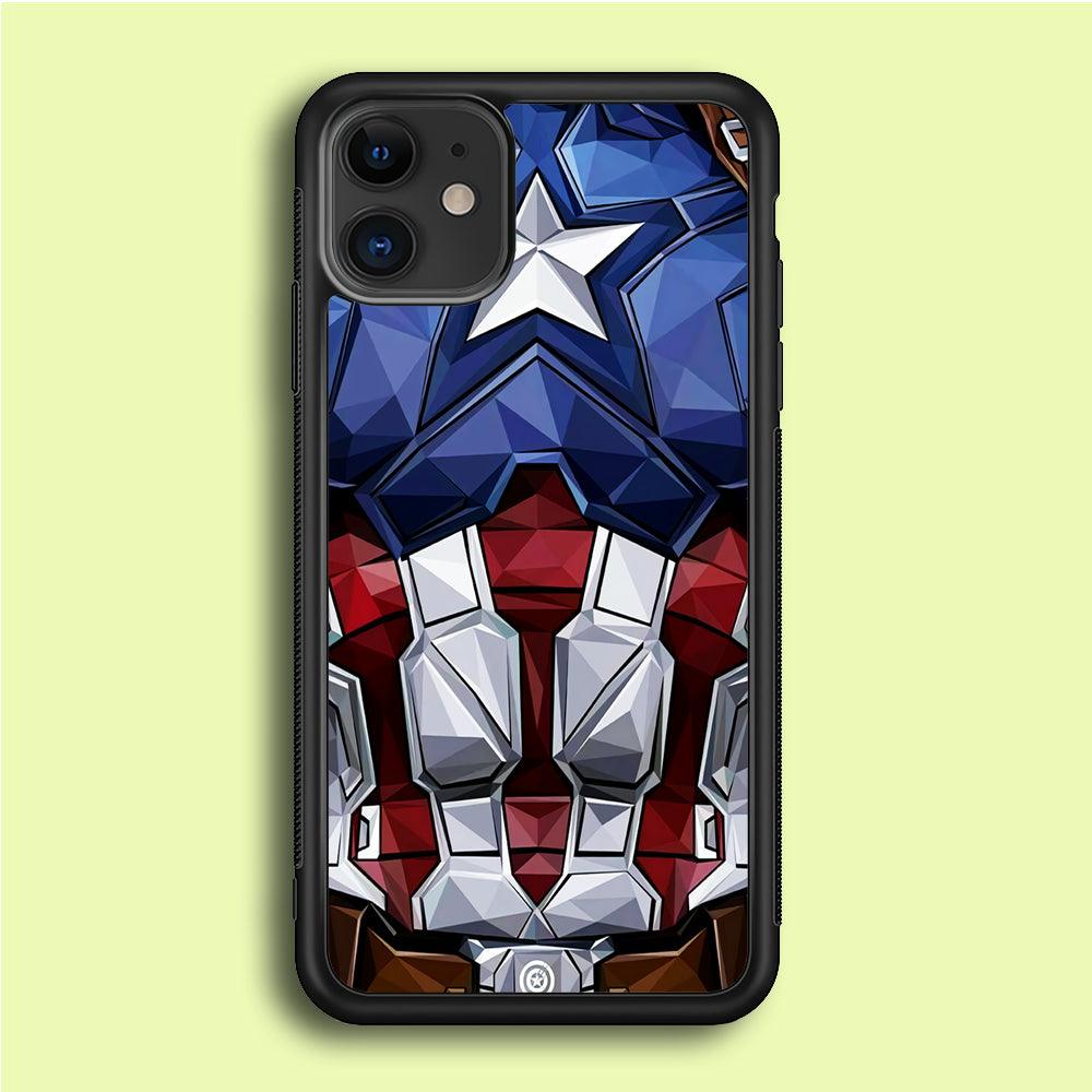 Captain America Suit Armor iPhone 12 Case-Rubber / Black (2D Case)-Xtracase