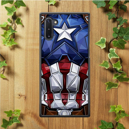 Captain America Suit Armor Samsung Galaxy Note 10 Case-Rubber / Black (2D Case)-Xtracase