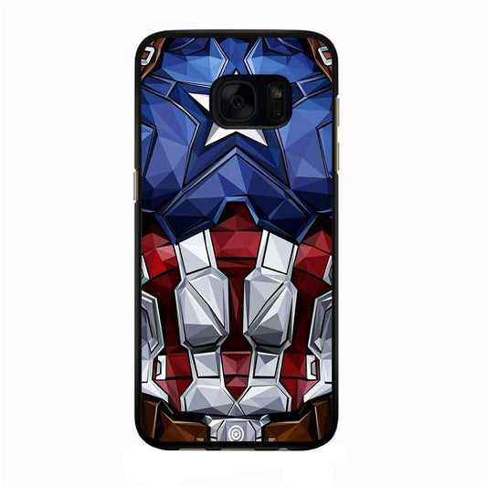 Captain America Suit Armor Samsung Galaxy S7 Edge Case-Rubber / Black (2D Case)-Xtracase